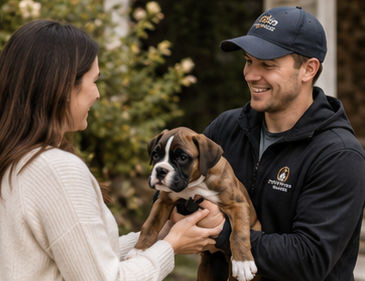 Family Boxer puppy delivery